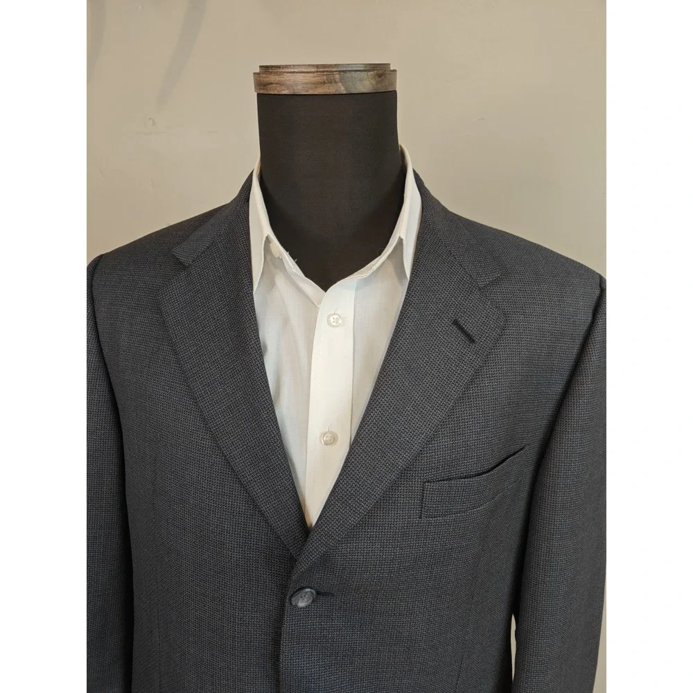 Hickey Freeman Mens Wool Sports Coat 42L Blue Beige Made in USA 3 Button M502